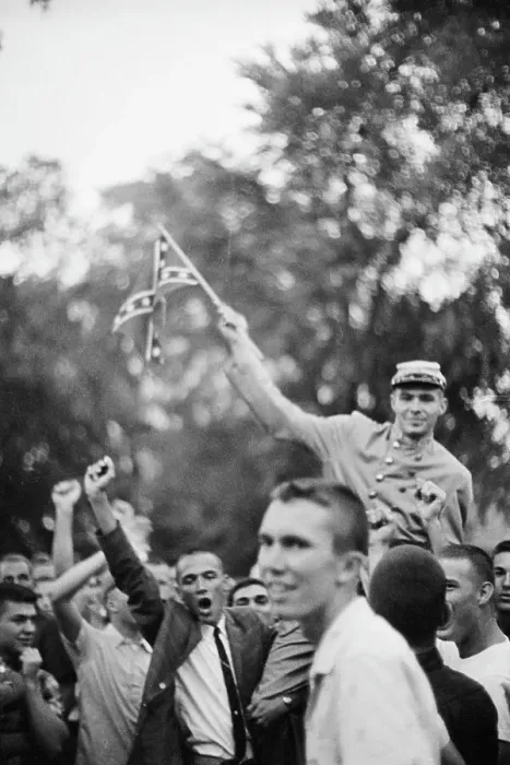 Framed Print : Riot on Campus with Confederate Flag Framed Print : Riot on Campus with Confederate Flag