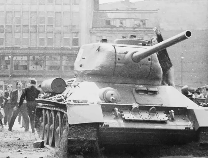 Framed Print : Rioter Attacking Tank Framed Print : Rioter Attacking Tank