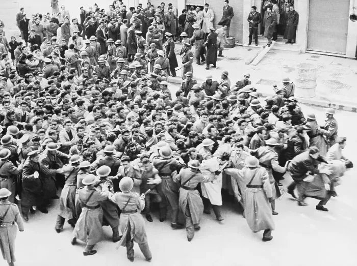 Framed Print : Rioters Forcing Through Army Cordon Framed Print : Rioters Forcing Through Army Cordon