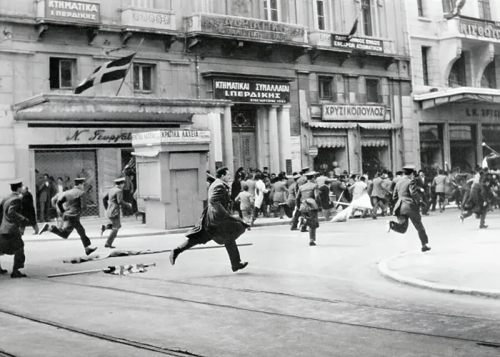 Framed Print : Rioters on The Run by Police Framed Print : Rioters on The Run by Police