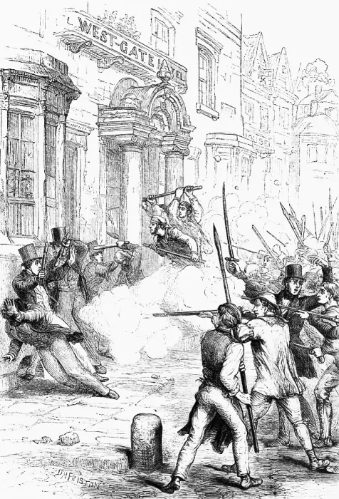 Framed Print : Rioters Shooting and Fighting Framed Print : Rioters Shooting and Fighting