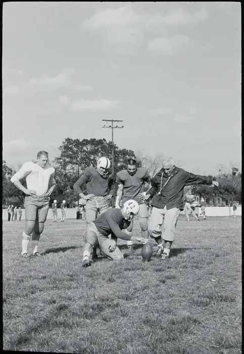 Framed Print : Rip Engle Demonstrating Football Kicking