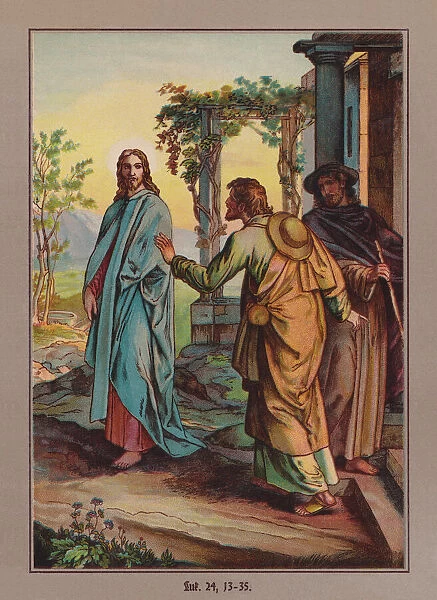 The risen Jesus in Emmaus, chromolithograph, published ca. 1880