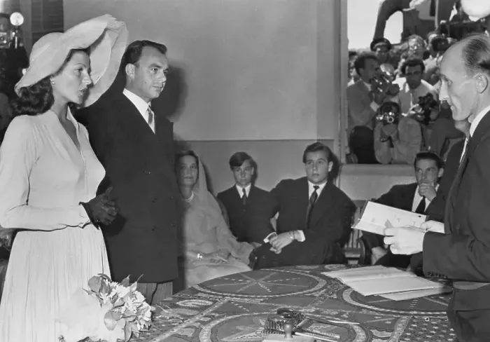 Framed Print : Rita Hayworth and Aly Khan During Wedding Ceremony Framed Print : Rita Hayworth and Aly Khan During Wedding Ceremony