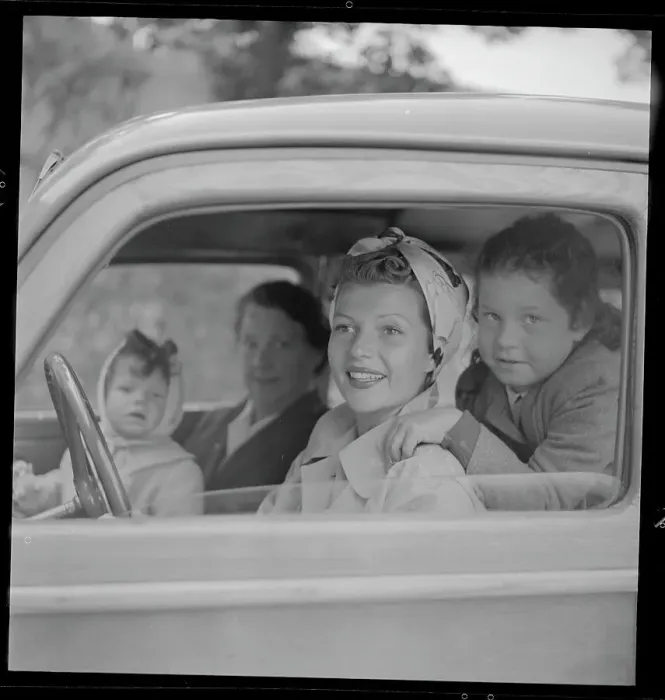 Framed Print : Rita Hayworth in Car with Daughters and Nurse Framed Print : Rita Hayworth in Car with Daughters and Nurse