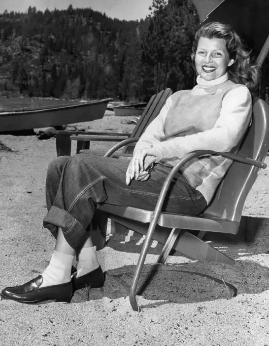 Rita Hayworth Sitting on a Lawn Chair Print. Art Prints, Posters