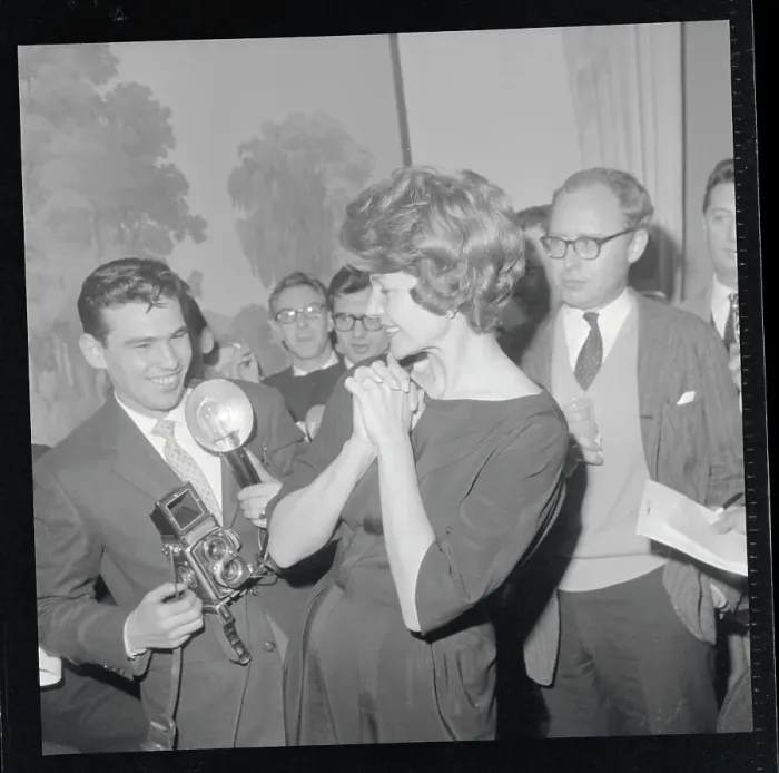 Framed Print : Rita Hayworth Speaking to Reporters Framed Print : Rita Hayworth Speaking to Reporters