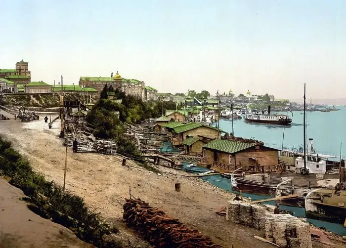 Framed Print : On the River Dnieper, Kiev, Russia, Ukraine, c. 1890, Historic, digitally enhanced reproduction of a photochrome print of the period Framed Print : On the River Dnieper, Kiev, Russia, Ukraine, c. 1890, Historic, digitally enhanced reproduction of a photochrome print of the period
