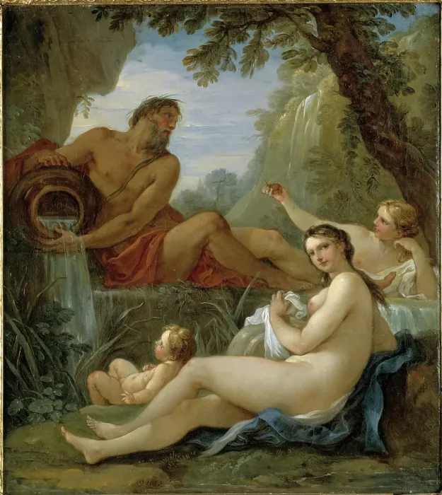 Framed Print : A River And A Fountain Nymph Framed Print : A River And A Fountain Nymph