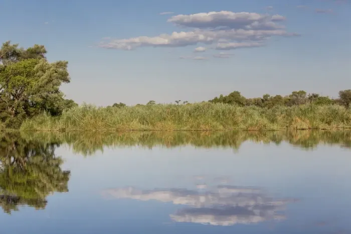 Framed Print : River landscape in Mamili National Park, Caprivi Strip, Namibia, Africa