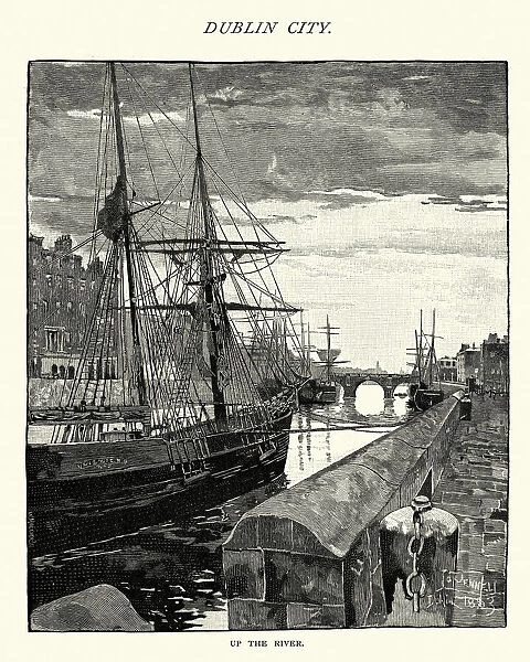 Up the River Liffey, Dublin, 19th Century