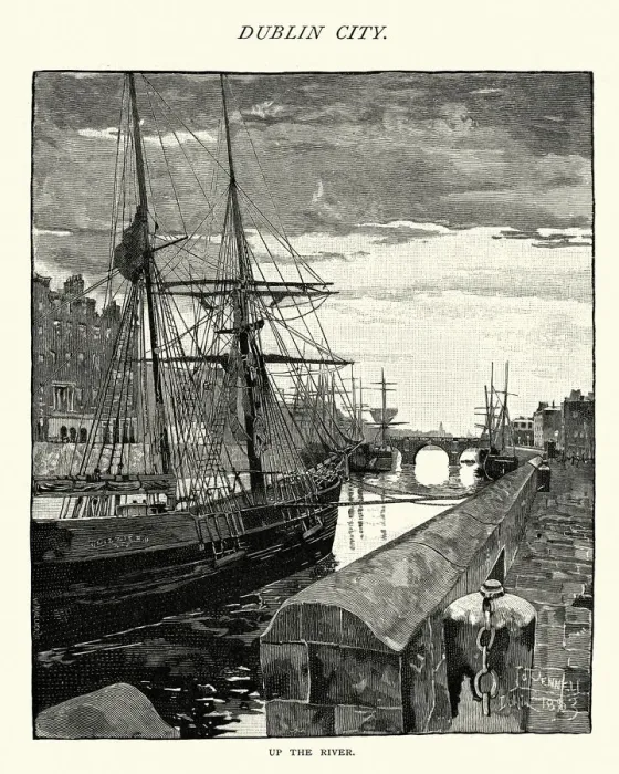 Framed Print : Up the River Liffey, Dublin, 19th Century