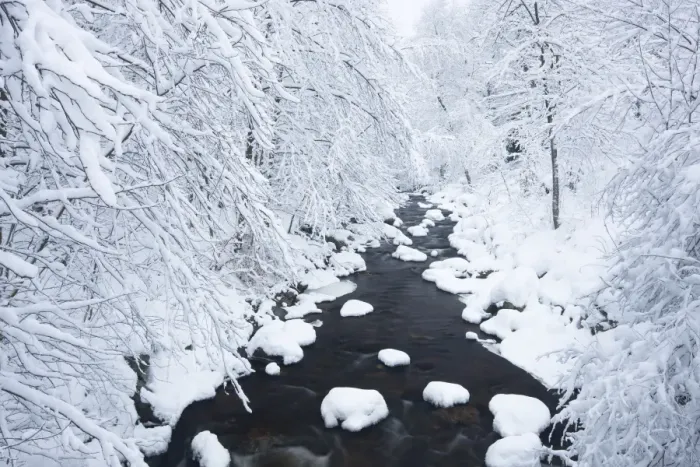 Framed Print : River and snow Framed Print : River and snow