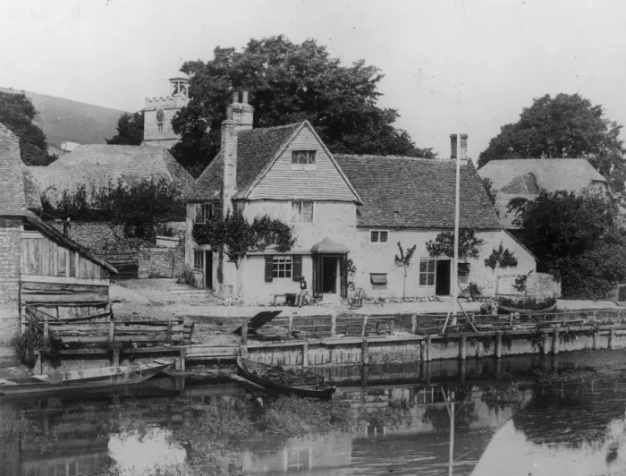 Framed Print : Riverside. 1859: The riverside at Streatley, Bedfordshire