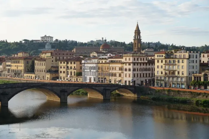 Framed Print : Riverside of Florence, Along the Arno River in the Morning, Florence, Italy Framed Print : Riverside of Florence, Along the Arno River in the Morning, Florence, Italy