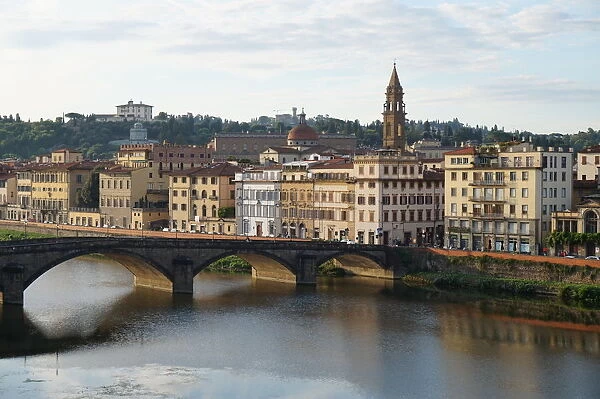 Riverside of Florence, Along the Arno River in the Morning, Florence, Italy