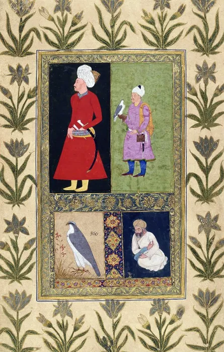 Framed Print : Riza Khudabanda Mirza with three other figures; Framed Print : Riza Khudabanda Mirza with three other figures;