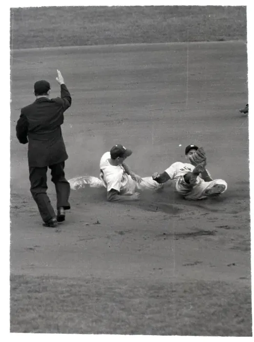 Framed Print : Rizzuto Tags Billy Cox In World Series Framed Print : Rizzuto Tags Billy Cox In World Series