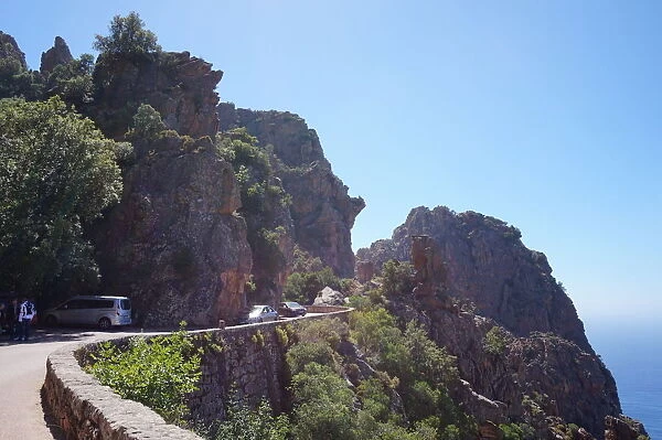 Road through the Calanques of Piana, Corsica, France