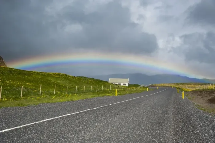 Framed Print : Road to Dyhrolaey, rainbow, house, south coast, Iceland, Europe Framed Print : Road to Dyhrolaey, rainbow, house, south coast, Iceland, Europe