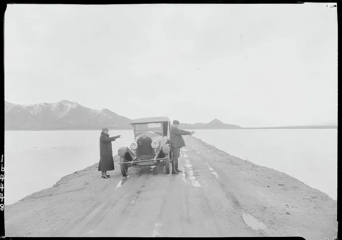 Framed Print : Road Between Flooded Dry Lake Framed Print : Road Between Flooded Dry Lake