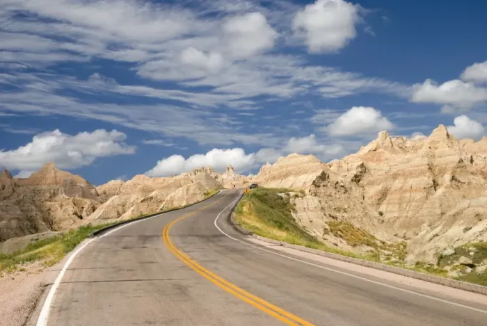 Framed Print : A Road Going Through Badlands National Park Framed Print : A Road Going Through Badlands National Park