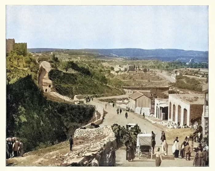 Framed Print : The road from Jerusalem to Bethlehem, Vintage photograph 19th Century Framed Print : The road from Jerusalem to Bethlehem, Vintage photograph 19th Century