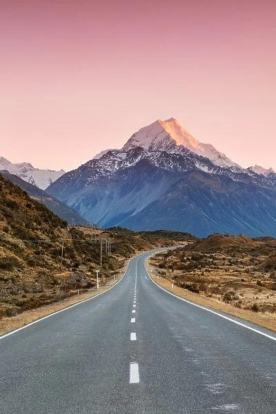 Road leading to majestic Mt Cook, New Zealand