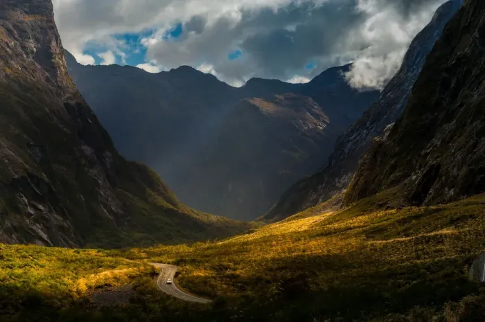 Framed Print : A road to Milford sound with morning light
