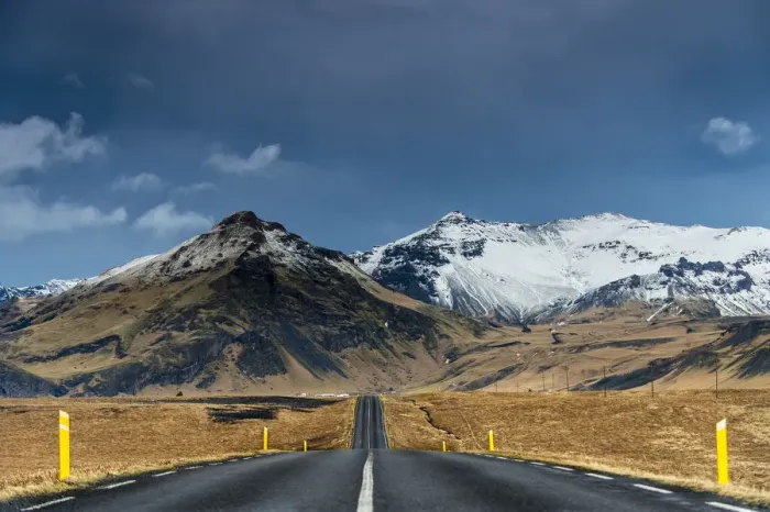 Framed Print : Road with a mountain landscape, near Vik, Iceland Framed Print : Road with a mountain landscape, near Vik, Iceland