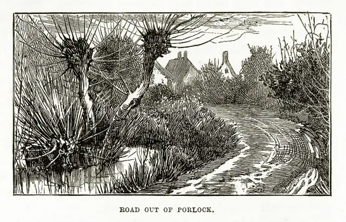 Framed Print : Road Out of Porlock, Exmoor, England Victorian Engraving, 1840 Framed Print : Road Out of Porlock, Exmoor, England Victorian Engraving, 1840