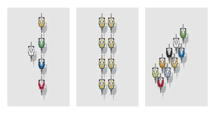 Framed Print : Road racing cyclist in different formations, single paceline, double paceline and echelon Framed Print : Road racing cyclist in different formations, single paceline, double paceline and echelon
