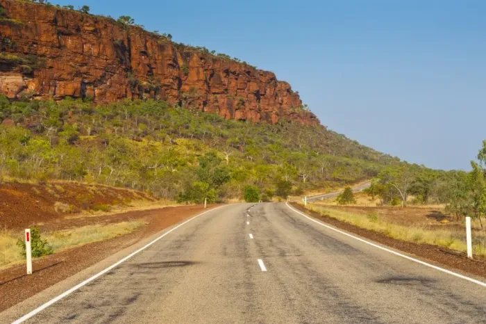 Framed Print : Road, red cliffs, Northern Territory, Australia Framed Print : Road, red cliffs, Northern Territory, Australia