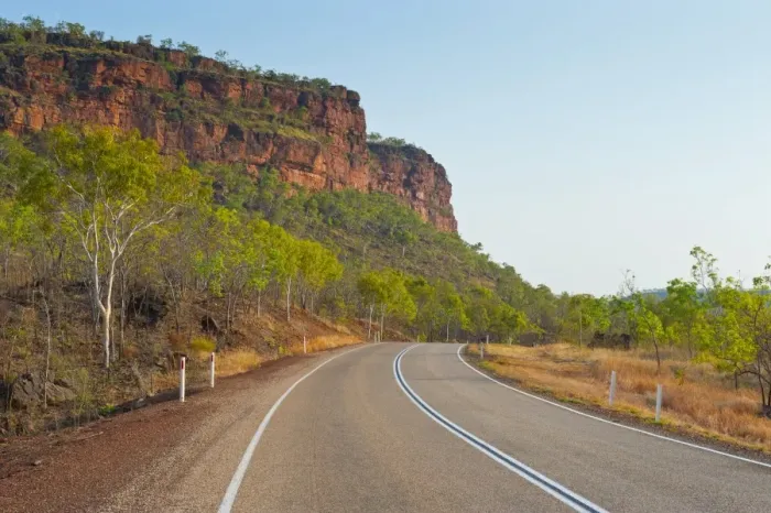 Framed Print : Road, red cliffs, Northern Territory, Australia Framed Print : Road, red cliffs, Northern Territory, Australia