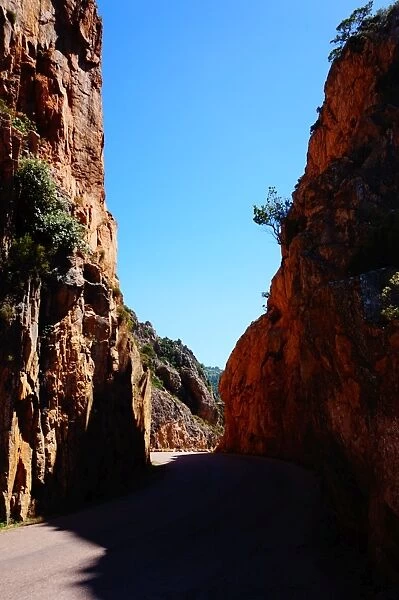Road in between the rocks, Calanques, Corsica, France