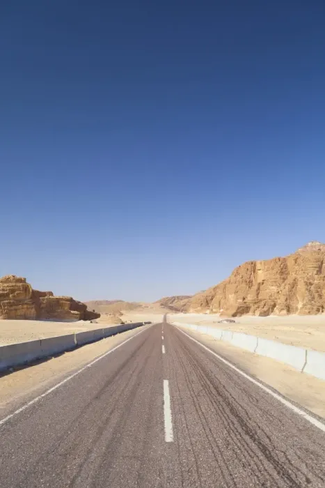 Framed Print : Road to Saint Catherines Monastery in the Sinai desert, Egypt, Africa Framed Print : Road to Saint Catherines Monastery in the Sinai desert, Egypt, Africa
