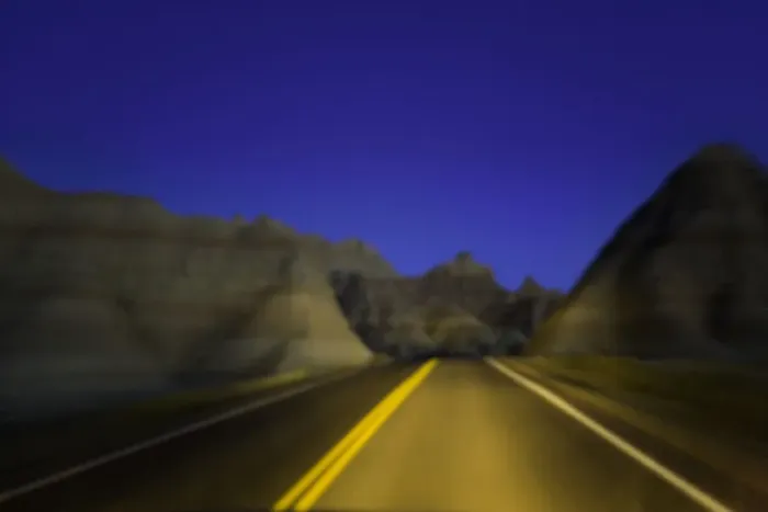 Framed Print : Road through sandstone buttes, night (defocused) Framed Print : Road through sandstone buttes, night (defocused)