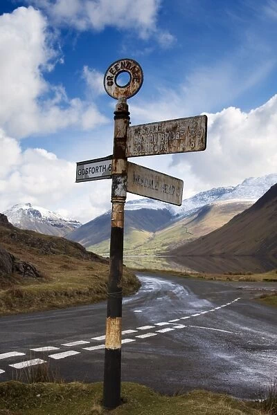 Road sign, Lake District, Cumbria, England