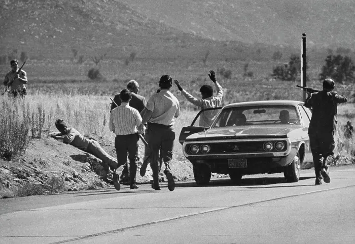 Framed Print : Roadblock Capture In California