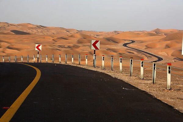 Roads among the world biggest sand dunes in the Liwa, the Empty Quarter, Abu Dhabi, United Arab Emirates