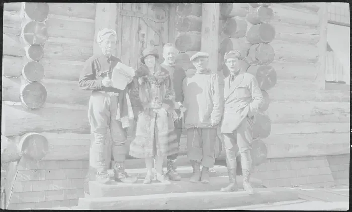 Framed Print : Roald Amundsen and Associates Posing in Front of Log Cabin Framed Print : Roald Amundsen and Associates Posing in Front of Log Cabin