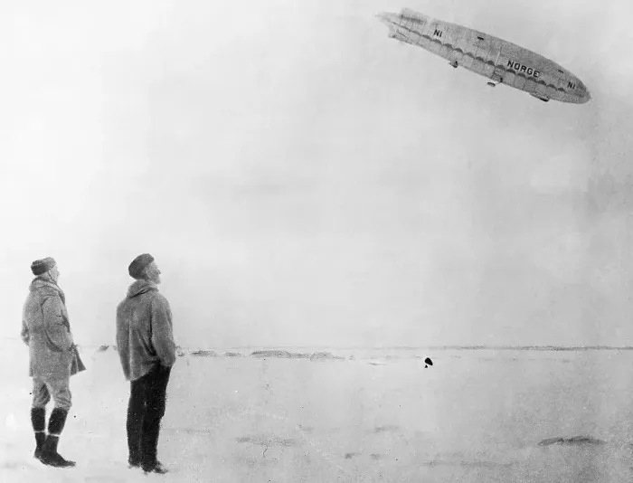 Framed Print : Roald Amundsen and Lincoln Ellsworth Watching the Norge Framed Print : Roald Amundsen and Lincoln Ellsworth Watching the Norge