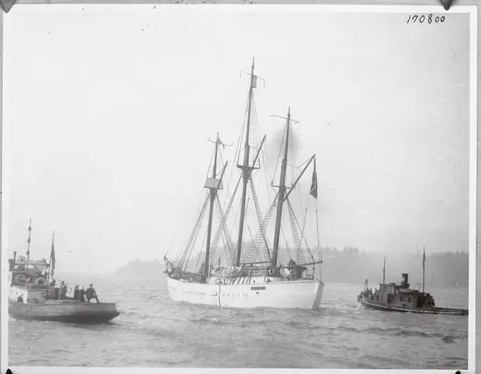 Framed Print : Roald Amundsen's Ship Leaving Harbor Framed Print : Roald Amundsen's Ship Leaving Harbor