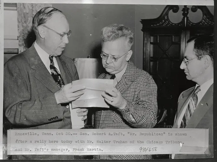 Framed Print : Robert A. Taft and Walter Trohan Looking at Paper Framed Print : Robert A. Taft and Walter Trohan Looking at Paper