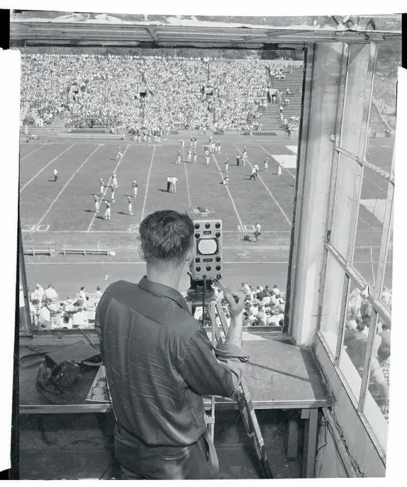 Framed Print : Robert Bacon Recording a Football Game Framed Print : Robert Bacon Recording a Football Game