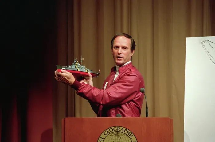 Framed Print : Robert Ballard Holding Bismarck Ship Model Framed Print : Robert Ballard Holding Bismarck Ship Model