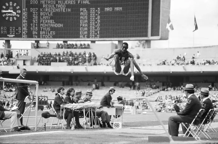 Framed Print : Robert Beamon Jumping to Break Record Framed Print : Robert Beamon Jumping to Break Record