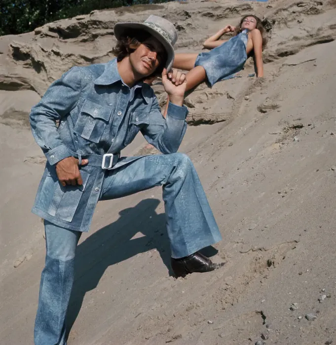 Framed Print : Robert Chernin In Denim Safari Outfit Framed Print : Robert Chernin In Denim Safari Outfit