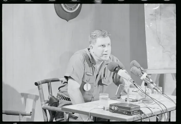 Framed Print : Robert Cushman Speaking Before Microphones Framed Print : Robert Cushman Speaking Before Microphones