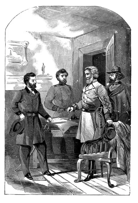 Framed Print : Robert E. Lee surrender to Grant Framed Print : Robert E. Lee surrender to Grant